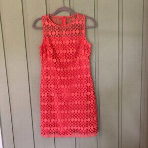 Lauren Ralph Lauren Peach Sleeveless Dress with Crochet lace style overlay- sz 4